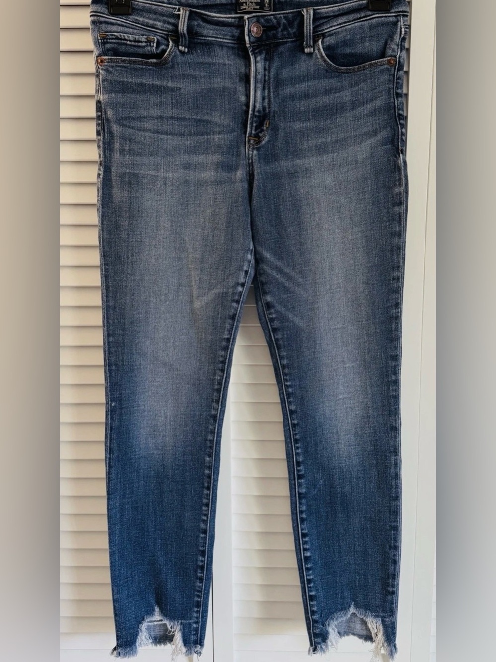Abercrombie & Fitch Distressed Harper Ankle Jeans Slim Stretch Raw Hem 29 A&F